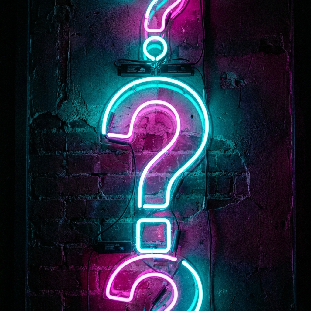Neonowe znaki zapytania